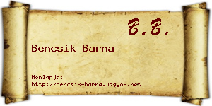 Bencsik Barna névjegykártya